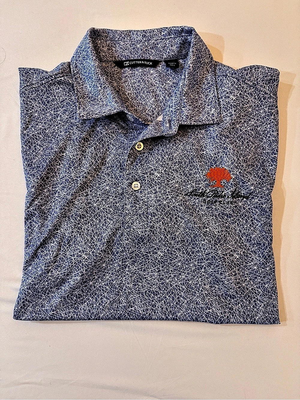 Cutter & Buck Golf Polo Abstract Blue Size Medium Like New